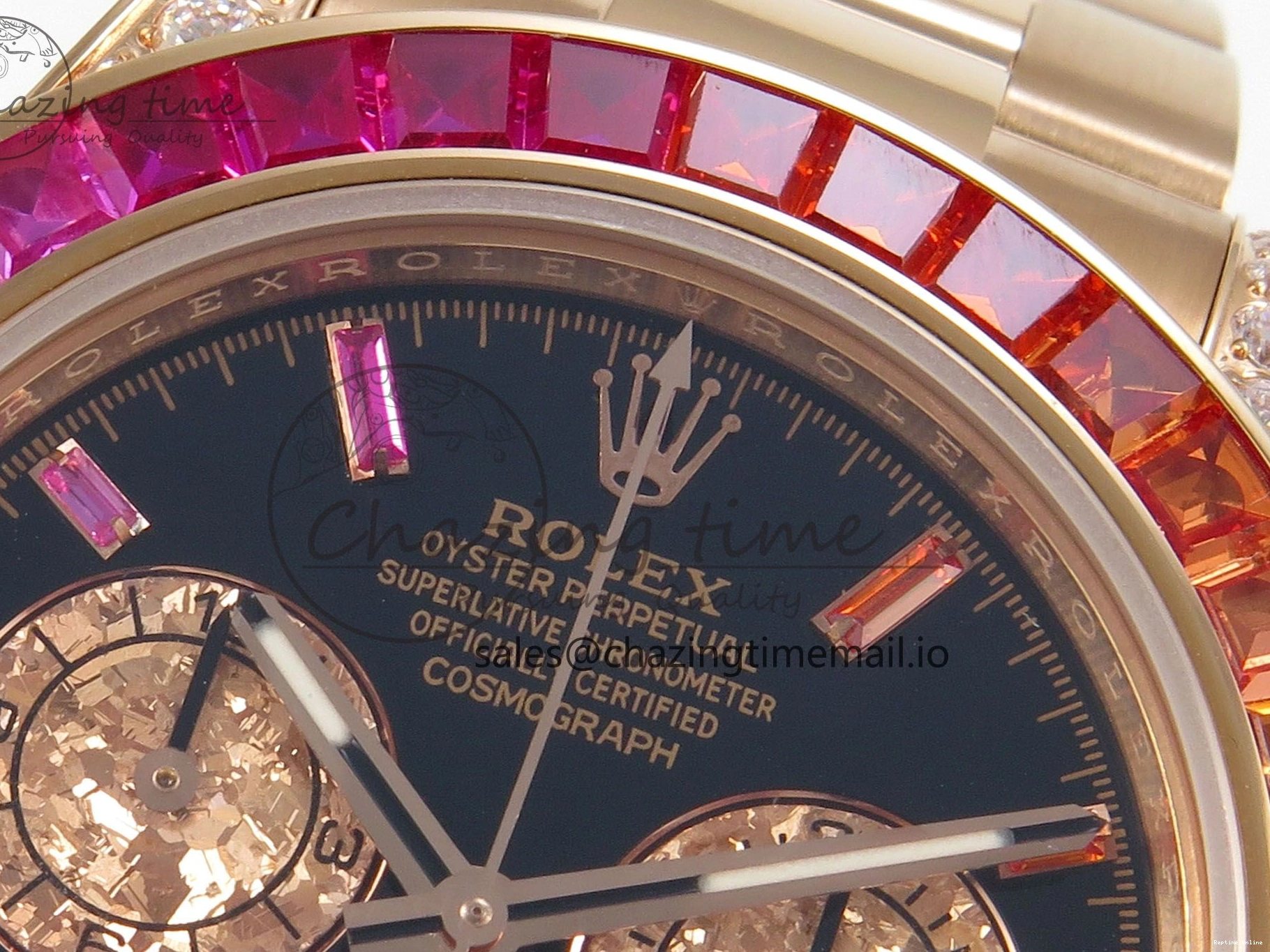 0203 FlexibleFit Daytona 116595 RBOW Rainbow IPKF Best Edition Black RG Dial on RG Bracelet DD 276